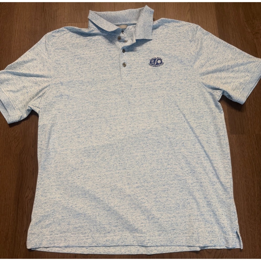 Cutter & Buck Mens Light Blue Space Dye Polo Santa Rosa Golf Beach Club Large